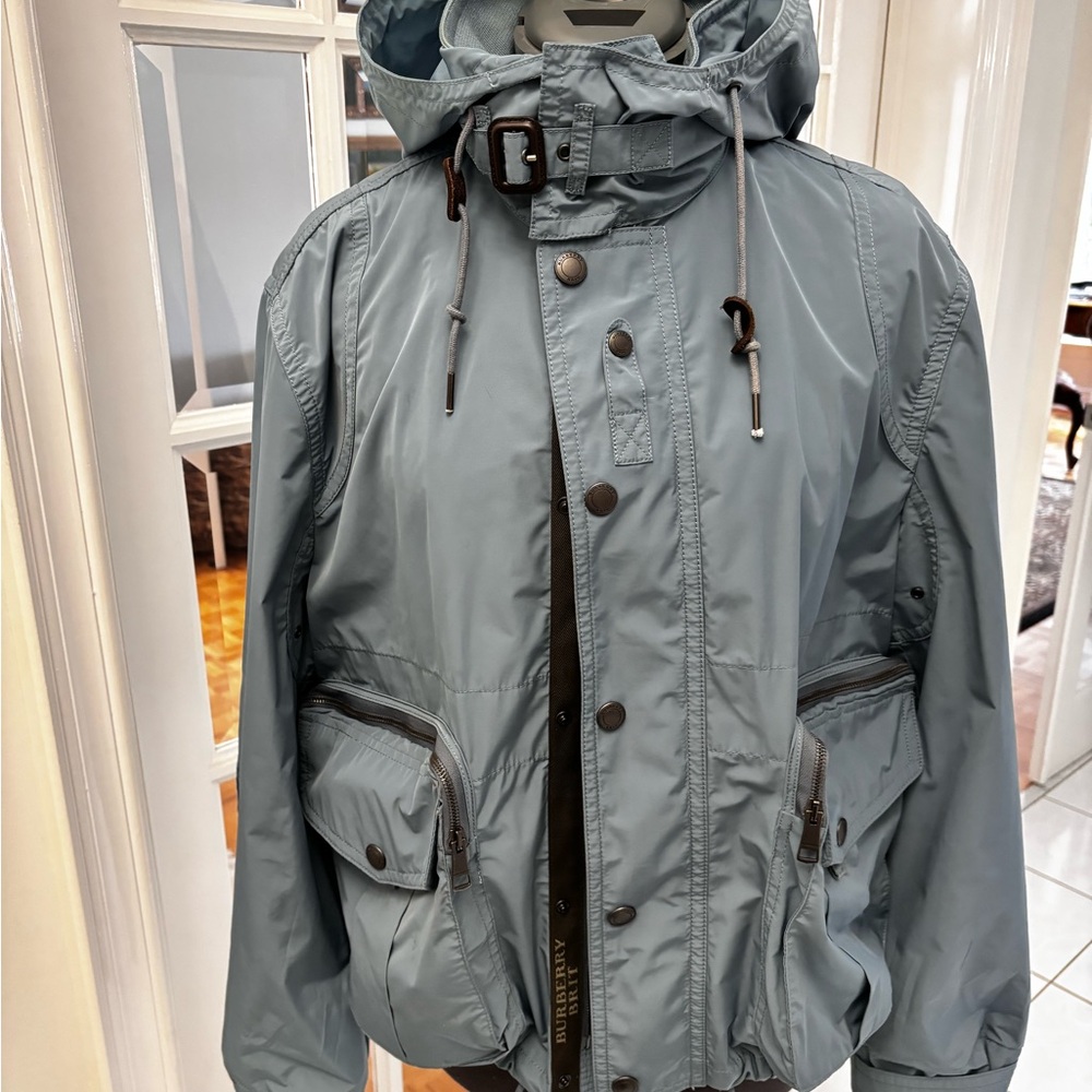 Burberry Blue Windbreaker Hooded Jacket
